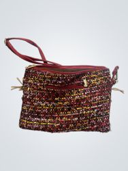 Textured Clutch Bag with Fringe Detail