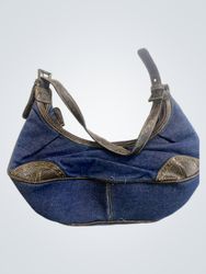Denim and Brown Handbag