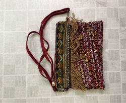 Woven Clutch with Fringe and Sequins