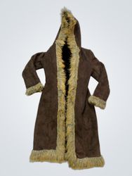 Brown Faux Fur Trimmed Coat