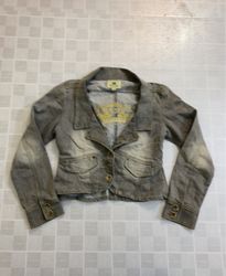 Women's Denim Jacket with Crown Embroidery