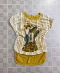 MEILING FASHION Blusa Amarela Feminina com Borbole..