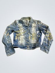 Denim Jacket with Sequins and Embroidery