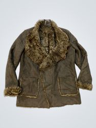 The Collection Brown Faux Suede Fur Lined Jacket S..