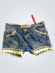 TRUE RELIGION Jeans-Shorts mit Spitzenbesatz