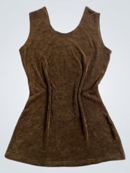 Brown Sleeveless Top with White Text