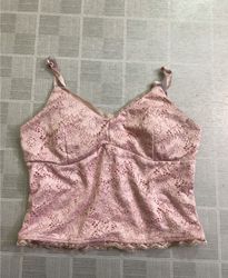 Top camicetta in pizzo rosa