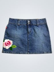 SISI Gonna di jeans con ricamo di rose