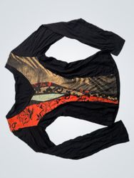 Paramita Long Sleeve Black Top with Graphic Print