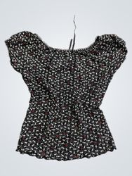 Black Floral Print Top