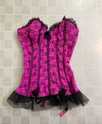 Pink and Black Lace Corset