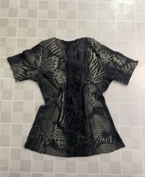 Black Sheer Burnout Top with Mixed Animal Prints