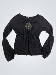 BLEU 123 Black Long Sleeve Top with Embellishment