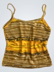 Yellow Striped Tank Top with Text