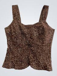 Brown polka dot blouse with size 36 tag