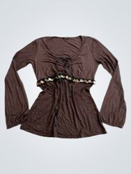 Premi Women's Brown Long Sleeve Top with Embellish..
