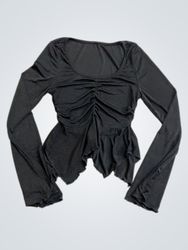 Top a maniche lunghe arricciato