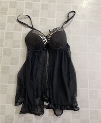 Black Studded Sheer Nightgown