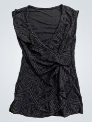 Black Sleeveless Top with Geometric Pattern