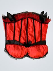 Red Corset with Black Lace and Ribbons
