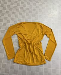 Yellow Long Sleeve Top and Pants Set with Gold Flo..