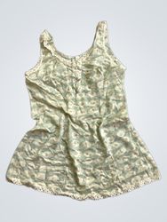 Floral Print Lace Trim Tank Top