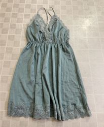 Satin Slip Dress with Lace Trim