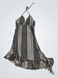 Shoreline Schwarz-Weiß Chevron-Muster Rüschentop N..