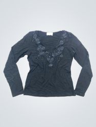 DORI Top manches longues noir orné