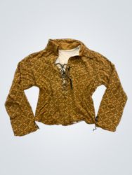 Brown Lace-up Blouse