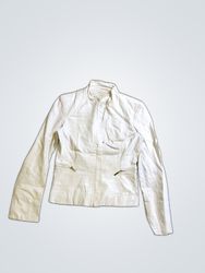 Unbranded White Leather Zip-Up Jacket