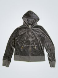 Juicy Couture Black Velour Zip-Up Hoodie