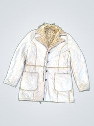 Unbranded Beige Suede Jacket with Fur Trim