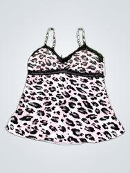 Pink Leopard Print Lace Trim Camisole