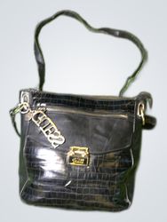 Guess Black Crocodile Embossed Shoulder Bag