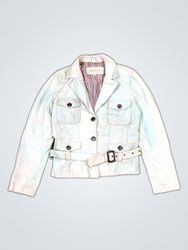Mauritius Light Blue Leather Blazer Jacket