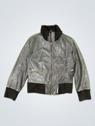 JL Kando Gray Leather Bomber Jacket