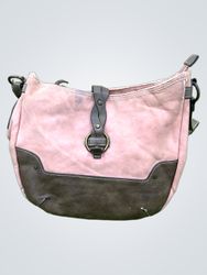 Pink and Brown Leather Shoulder Bag