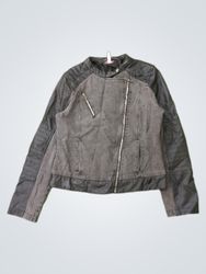 Voltum Women's Denim and Faux Leather Moto Jacket
