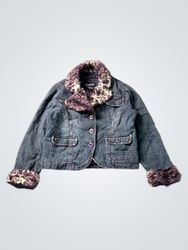 Squeeze Girls Denim Jacket with Purple Fur Trim