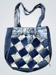 Guess Denim Patchwork Tote Bag