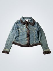 VEX JEANS Denim Jacket with Fur Trim