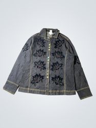 Graff Wear Women's Denim Jacket with Floral Embell..