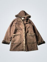 St. John's Bay Brown Hooded Faux Fur Trim Jacket