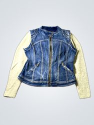 COALITION Denim Jacket with Sweater Sleeves