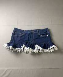 Calvin Klein Jeans Denim Mini Skirt with Ruffle Tr..