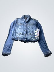 Akdmks Women's Denim Jacket with Embroidered Sleev..