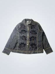 GRAFF WEAR Women's Denim Jacket with Floral Embell..