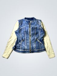 A Coalition Women's Denim Jacket with Sweater Slee..