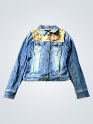 Forever 21 Denim Jacket with Floral Embellishment